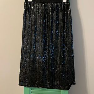 C.C. Couture Sequin Silk Black Vintage Skirt